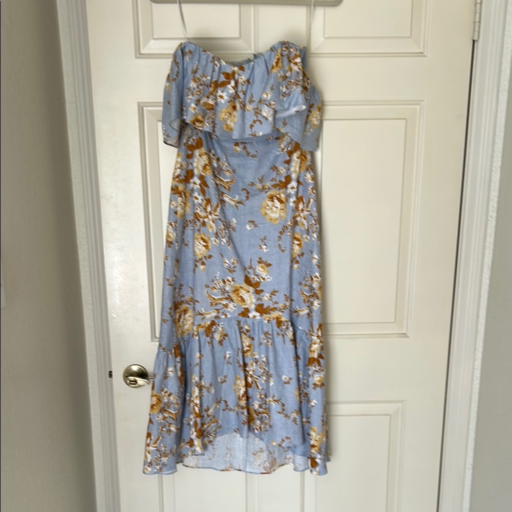 Reformation Baela Linen Tiered Strapless Sundress